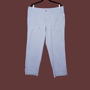 Gap Womens Blue White Vertical Stripe Girlfriend Khaki Pants Size 16 NWOT